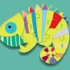 Educational|Puzzles-Orange Tree Toys Chameleon Wooden Number Puzzle