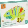 Educational|Puzzles-Orange Tree Toys Chameleon Wooden Number Puzzle