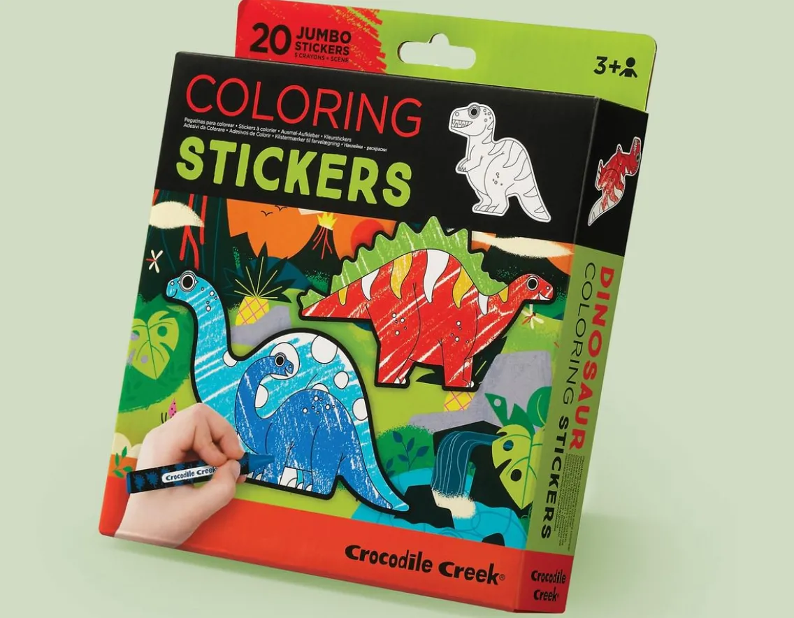 Creativity|Dinosaurs-Crocodile Creek Dino Colouring Stickers - Set of 20 with 5 Crayons