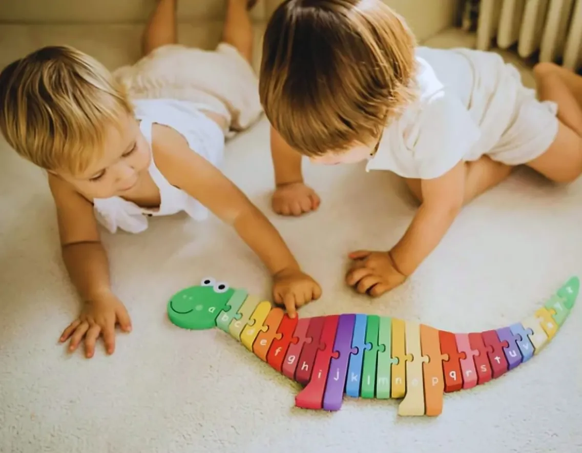 Educational|Puzzles-Orange Tree Toys Dinosaur Alphabet Wooden Puzzle