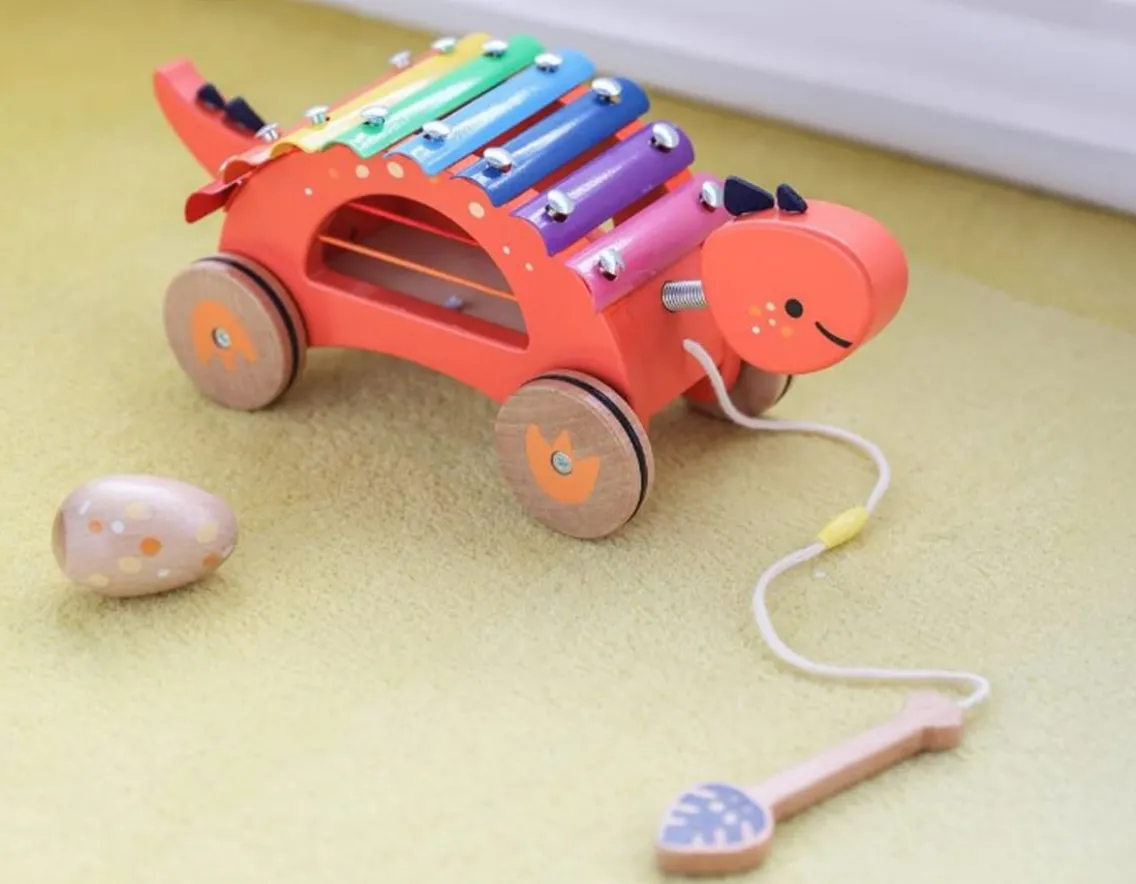 Dinosaurs|Wooden Toys-Classic World Dinosaur Xylophone - Wooden Pull Along