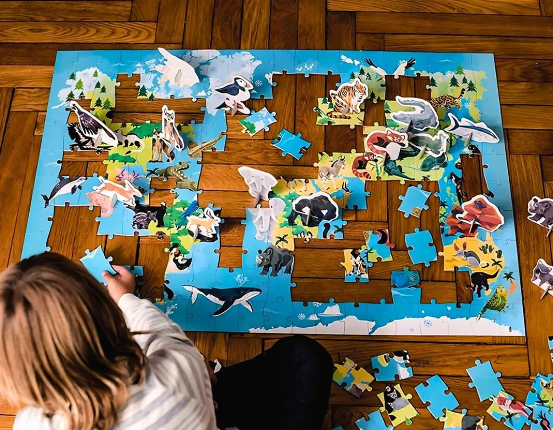 Educational|Puzzles-Janod Endangered Animals - 200-Piece Puzzle