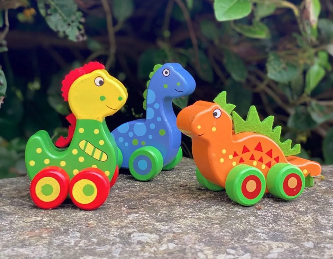 Dinosaurs|Wooden Toys-Orange Tree Toys First Dinosaurs - Wooden Push-Alongs