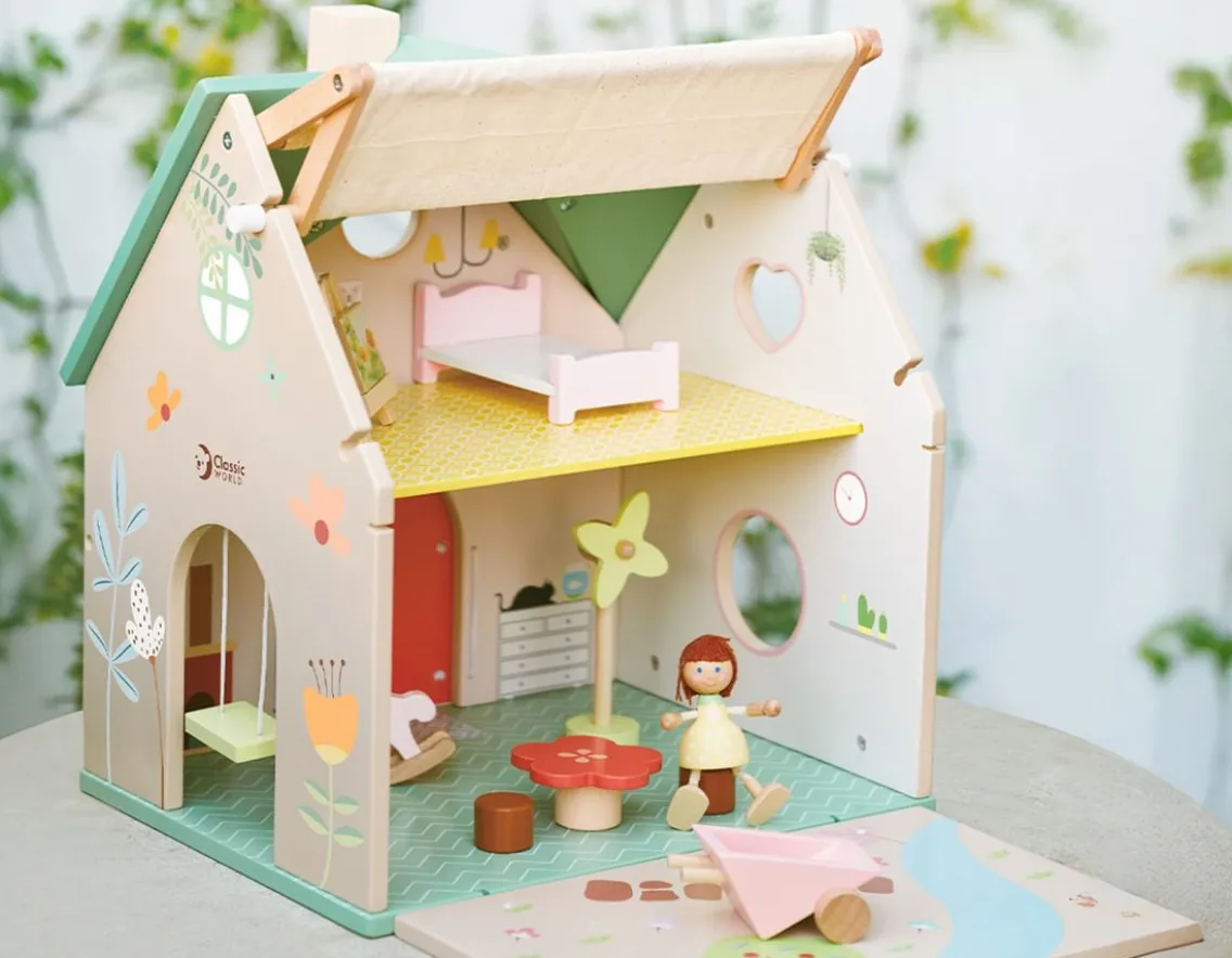 Wooden Toys|Age 5-Classic World Flower Cottage - Lovely Doll House