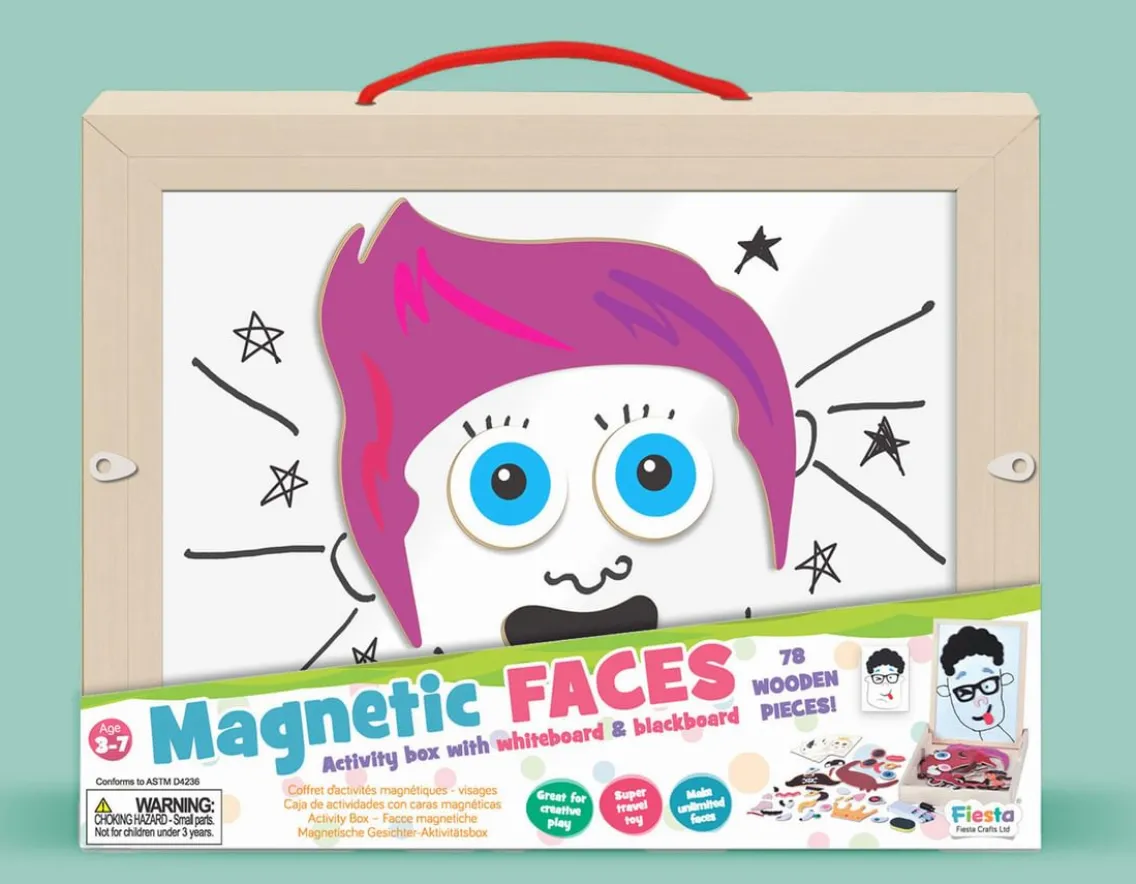 Creativity|Exclusive To Wicked Uncle-Fiesta Crafts Magnetic Faces - Fun Wooden Shapes