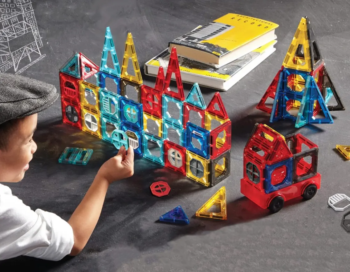 Educational|Exclusive To Wicked Uncle-FAO Schwarz Magnetic Tile and Truck Set - 43 Pieces