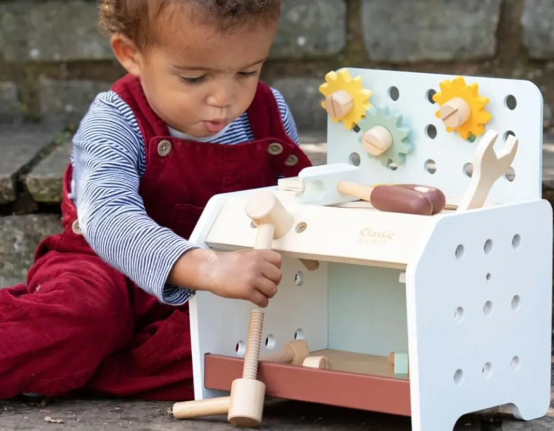 Educational|Wooden Toys-Classic World Mini Workbench - 29 Wooden Pieces