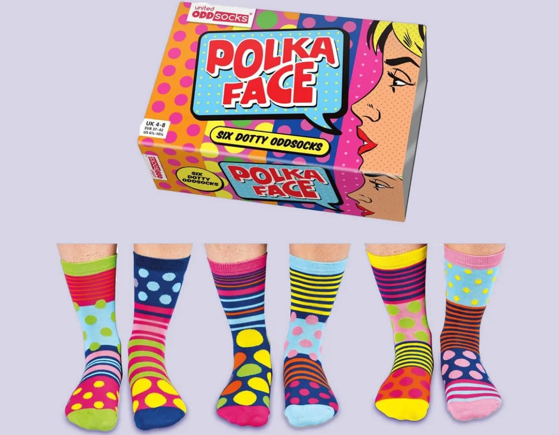 Fashion & Style|Wicked Fun-United Odd Socks Polka Face - Six Dotty Odd Socks!