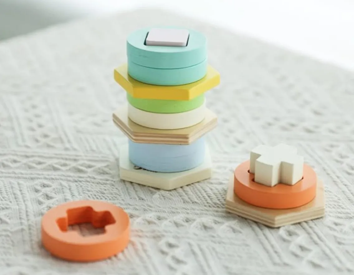 Educational|Wooden Toys-Classic World Shape Matching Game - 8 Blocks